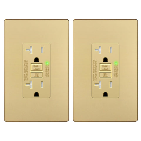 LIDER 20A GFCI outlet front view showing robust protection for high-load spaces.