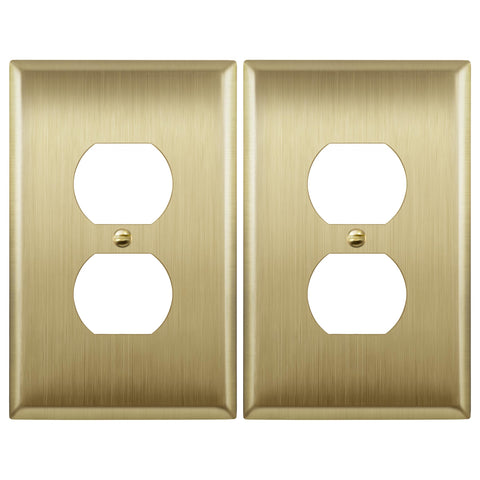 LIDER brushed brass wall plate closeup shows a durable finish and clean lines.