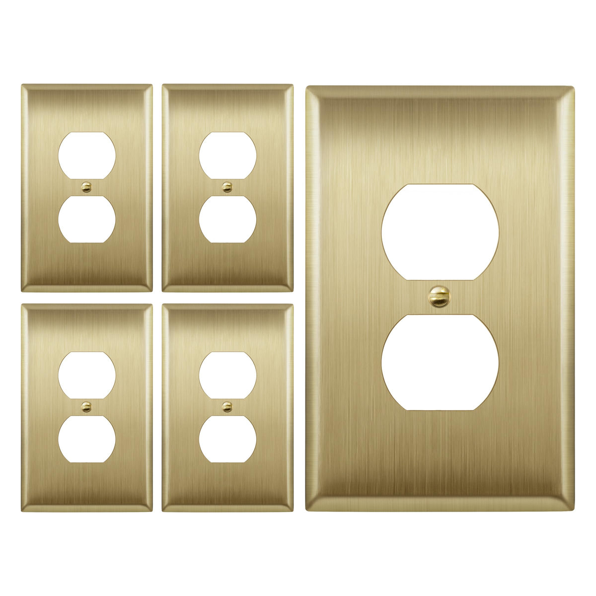 LIDER Brushed Brass wall plate front view for durable outlet protection.
