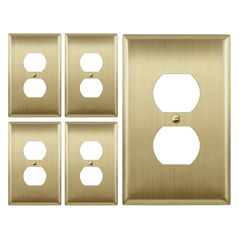 LIDER Brushed Brass wall plate front view for durable outlet protection.
