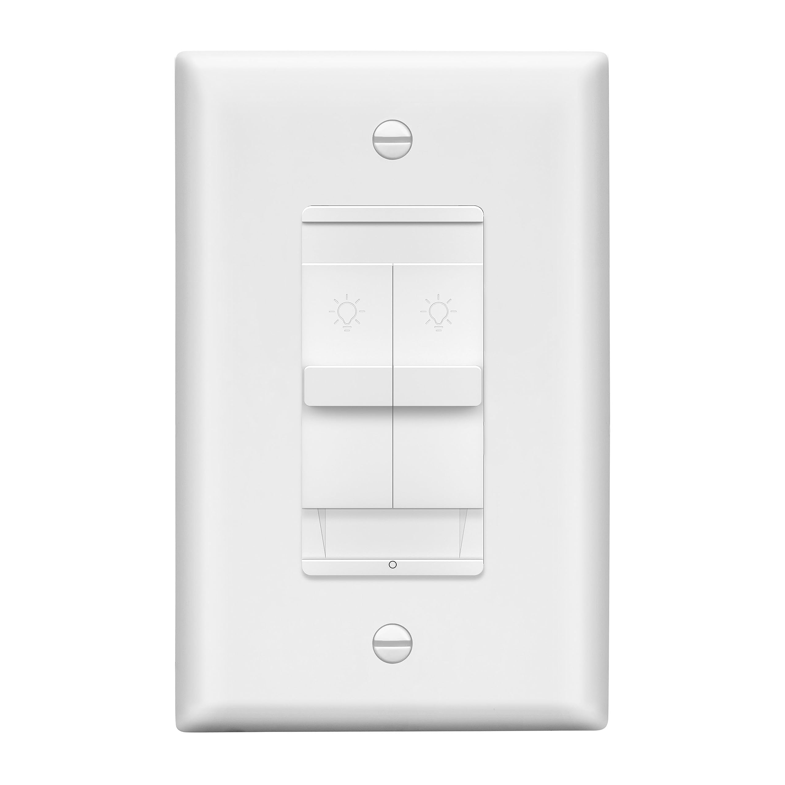 LIDER combination dual dimmer switch front view with dual sliders for precise lighting control.