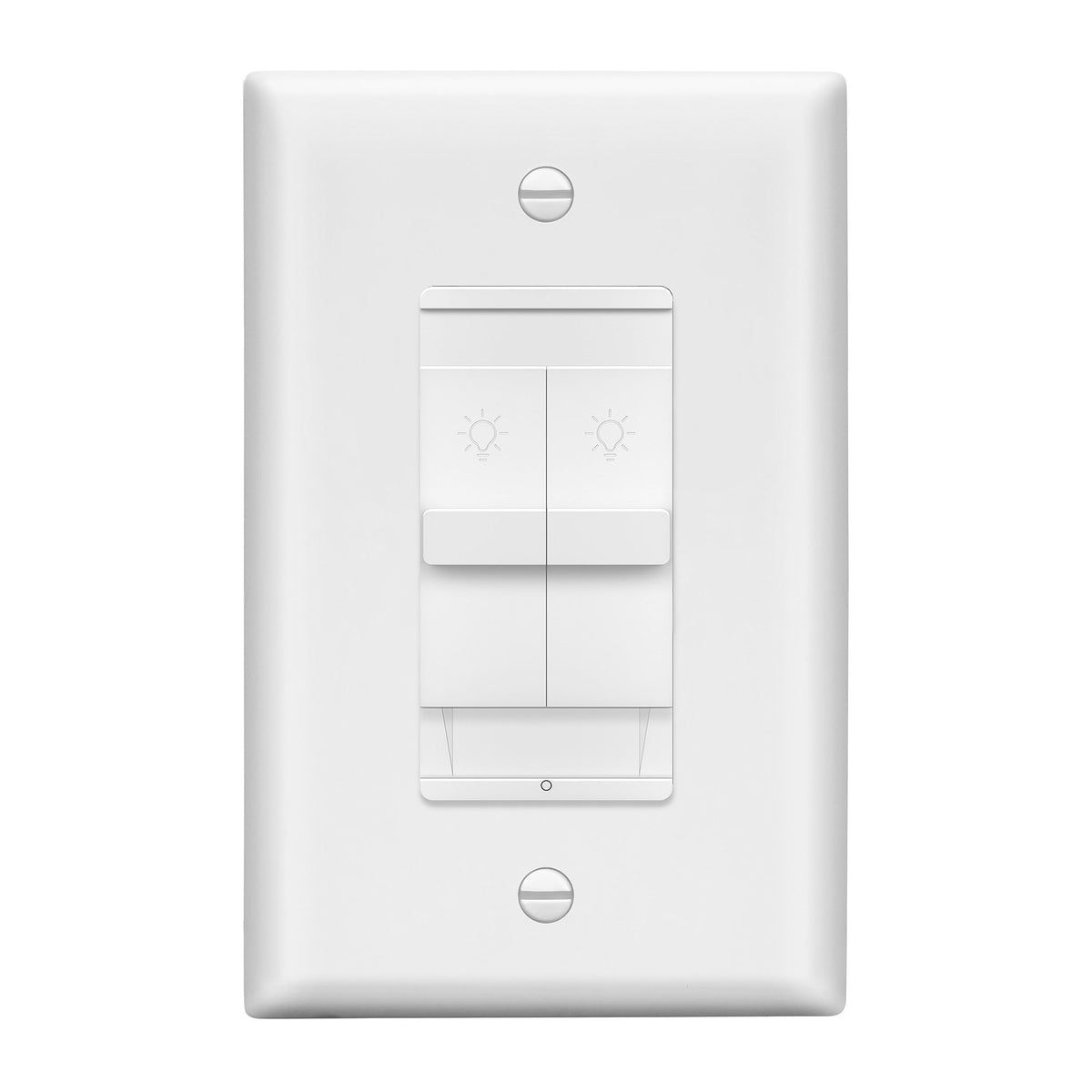 LIDER combination dual dimmer switch front view with dual sliders for precise lighting control.