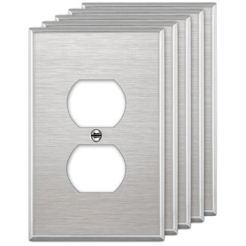 LIDER duplex receptacle metal wall plate surface closeup highlights durable finish