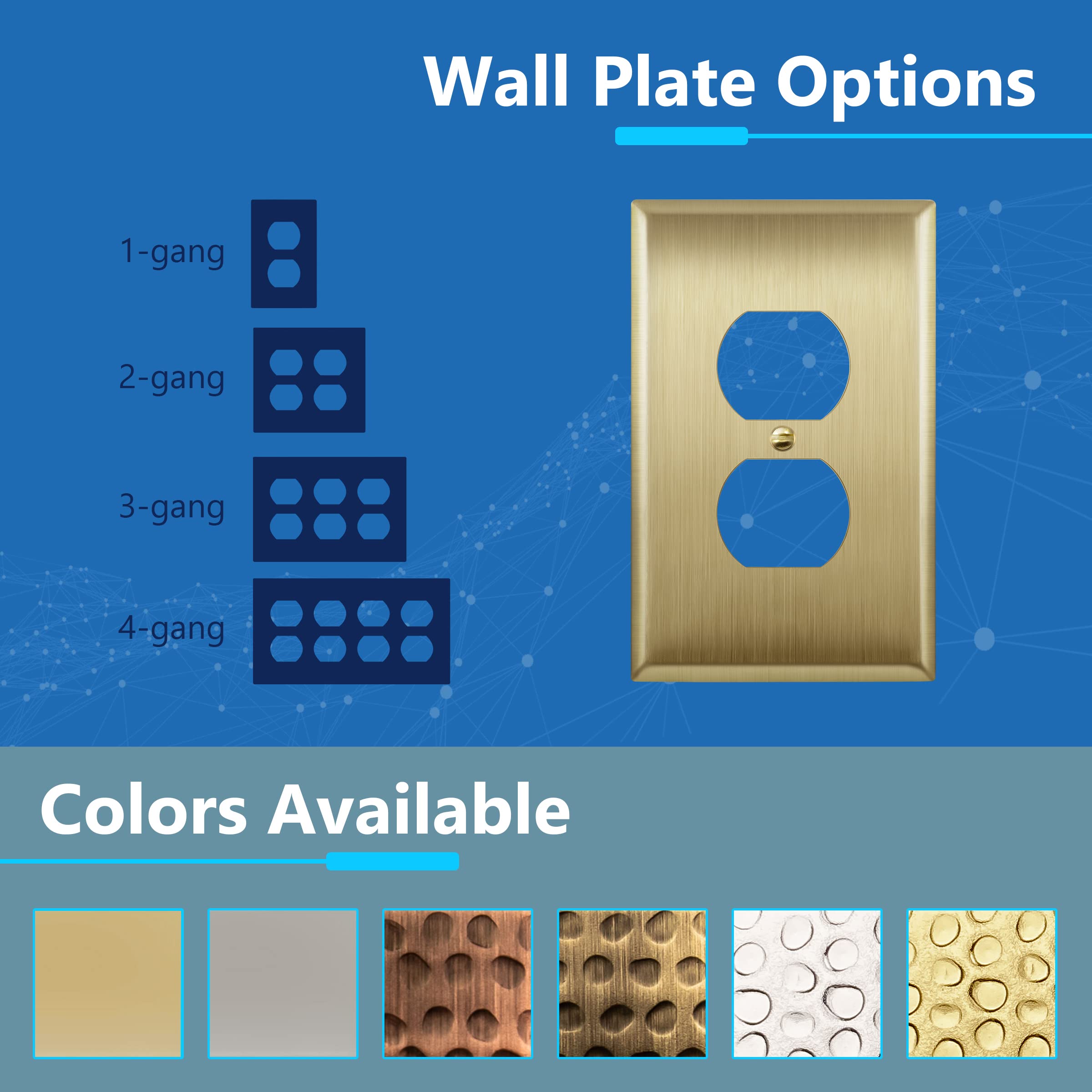 LIDER 1-gang mid-size wall plate shows dimensions 4.88 by 3.11 inches.