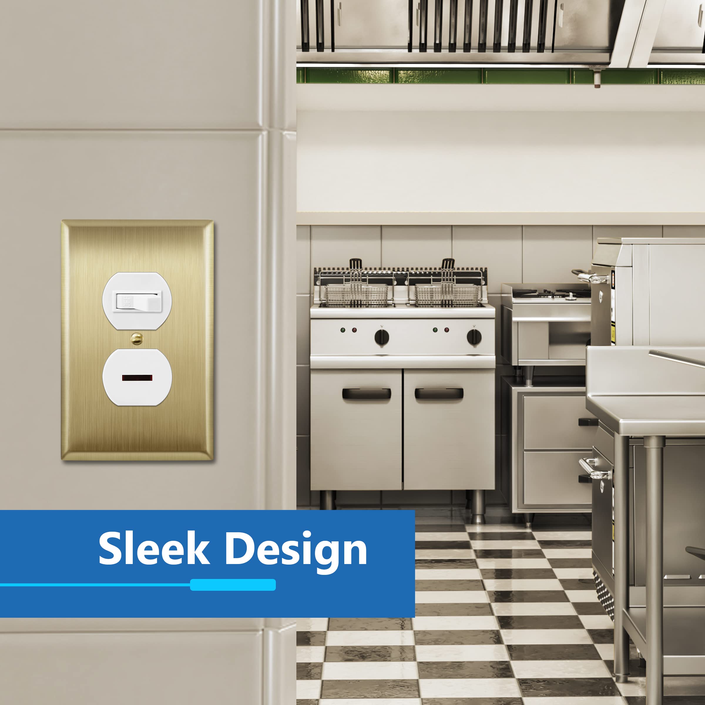 LIDER pack of two brushed brass wall plates ideal for commercial or residential use.
