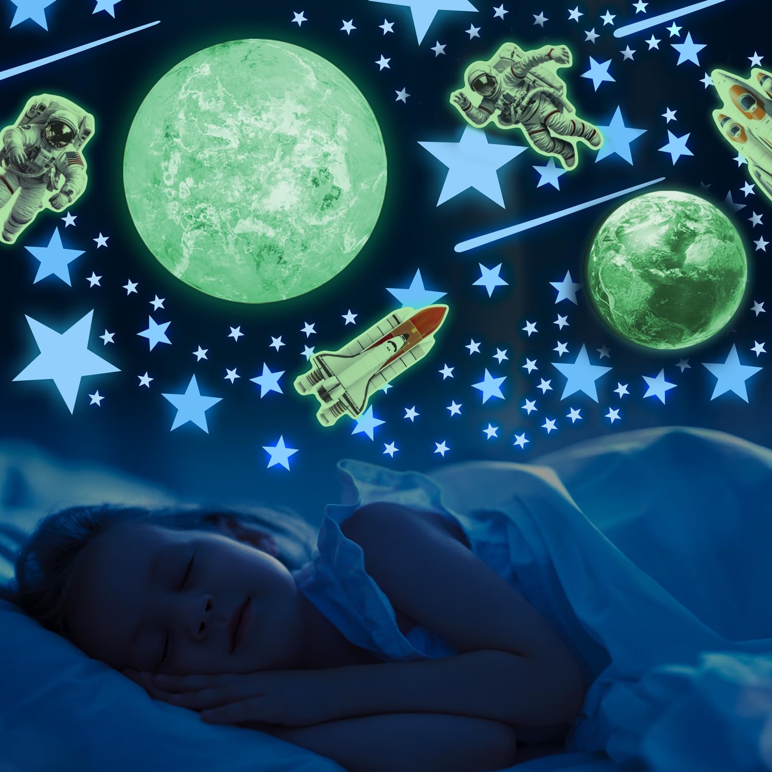 LiderStar kid-safe space decals suitable for boys and girls' rooms