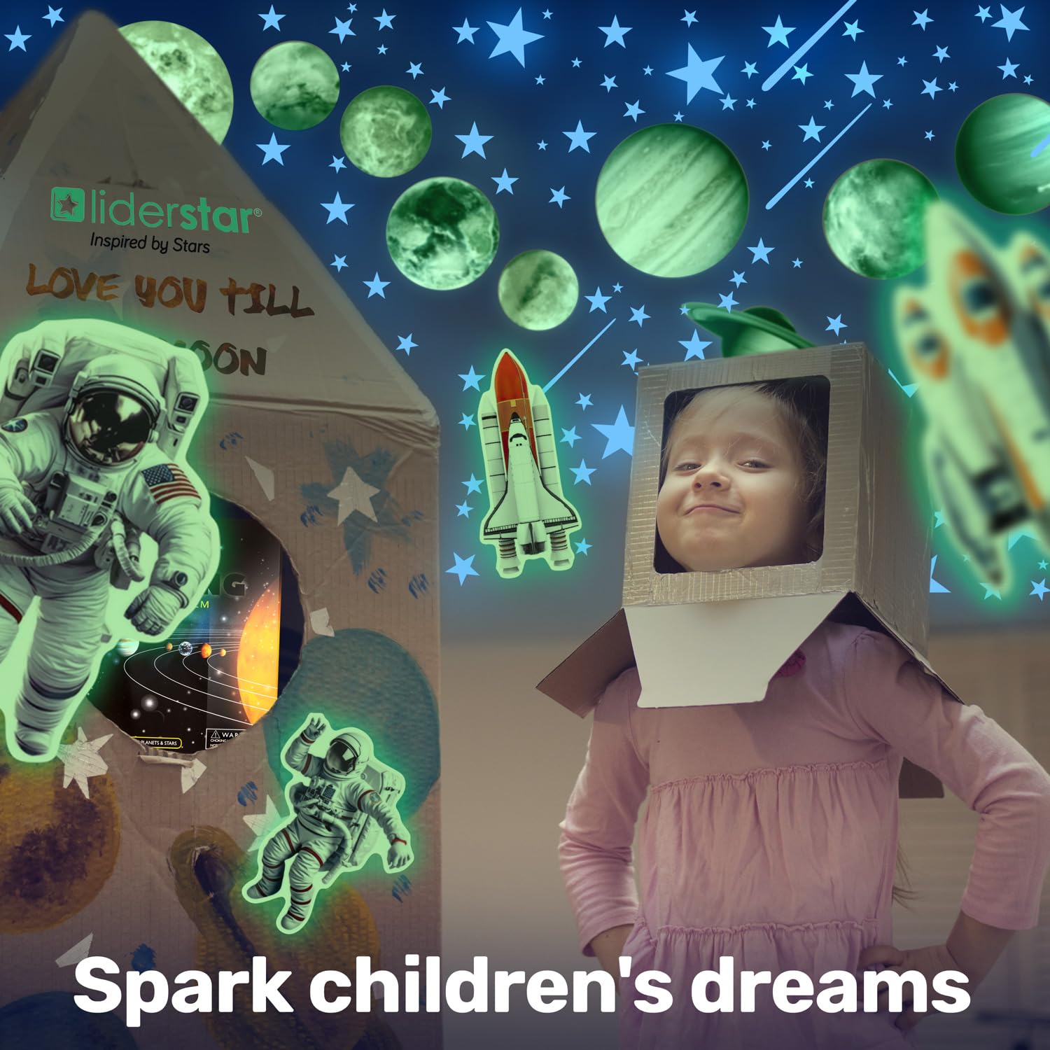 LiderStar planets and sun wall decals with realistic solar system visuals