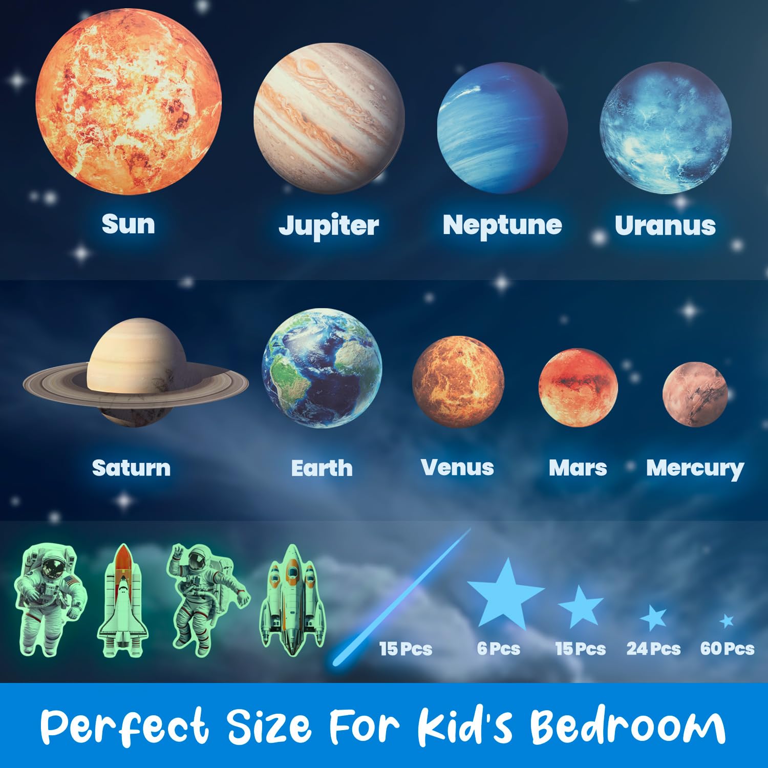 LiderStar space ceiling decor for kids' room creates immersive night sky