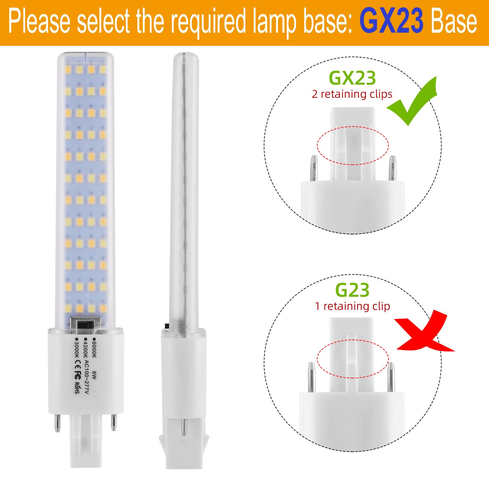 Lidesheng GX23 LED bulb with 360-degree beam angle on frosted finish.