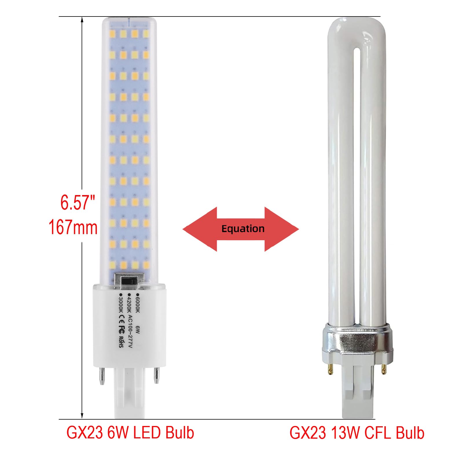 Lidesheng GX23 replaces 13W CFL with 750 lumens of bright light.