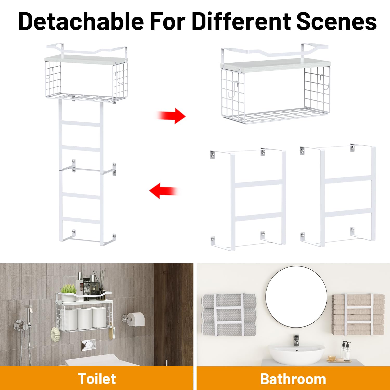 LIDTOP 34-inch towel rack with shelves demonstrates generous towel storage space.
