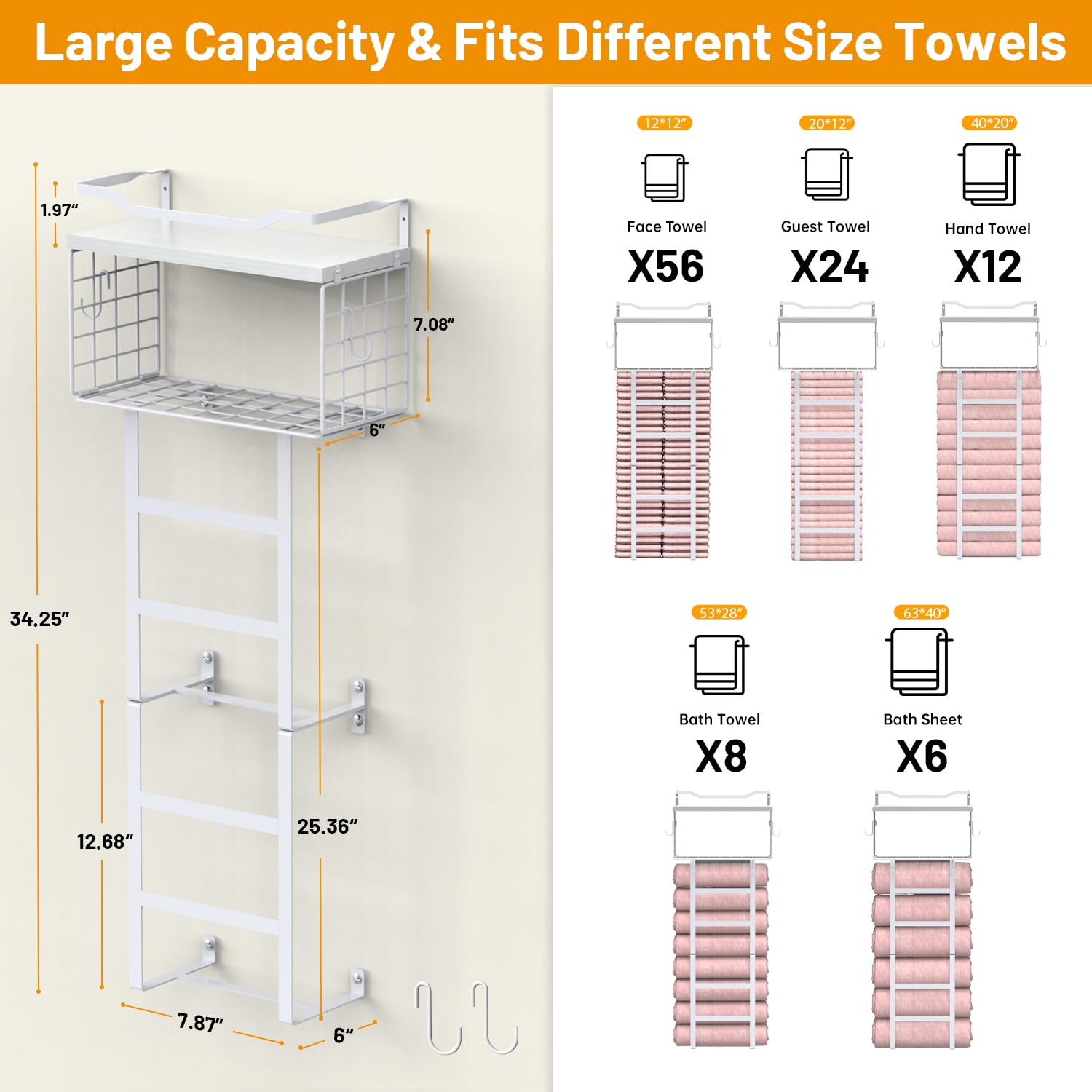 LIDTOP anti-fall divider design helps keep towels in place during use.