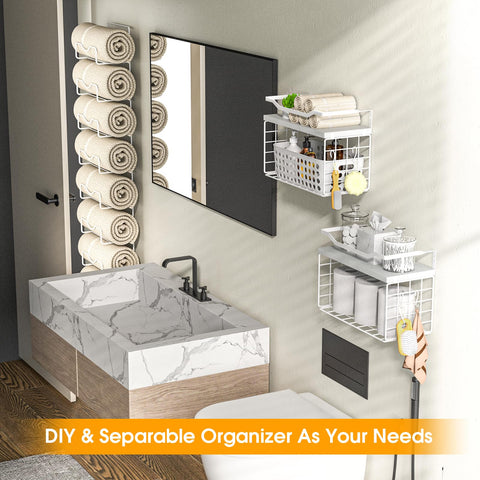 LIDTOP floating shelves bathroom add display space and easy towel access.