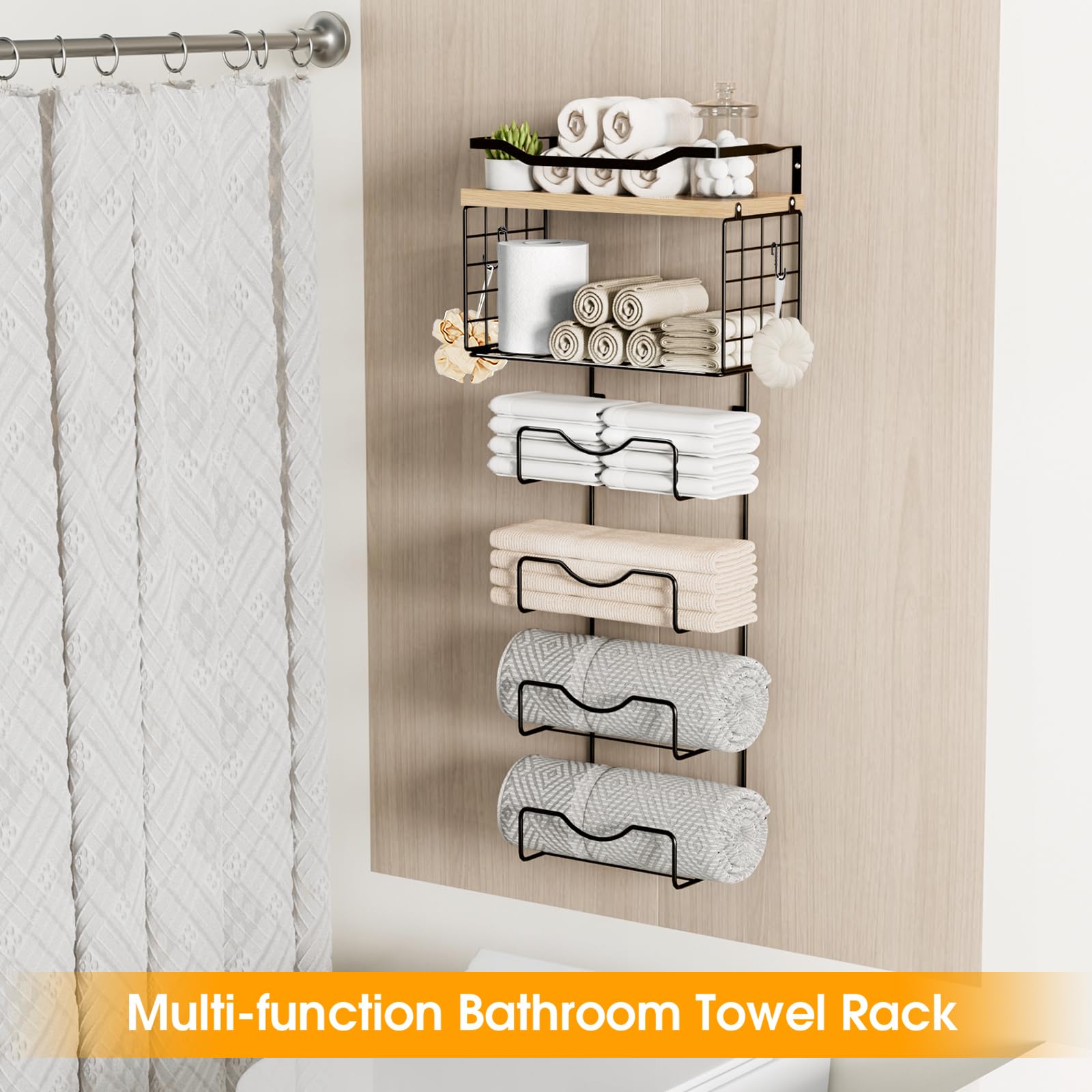 LIDTOP towel rack with floating shelves provides accessible bathroom storage