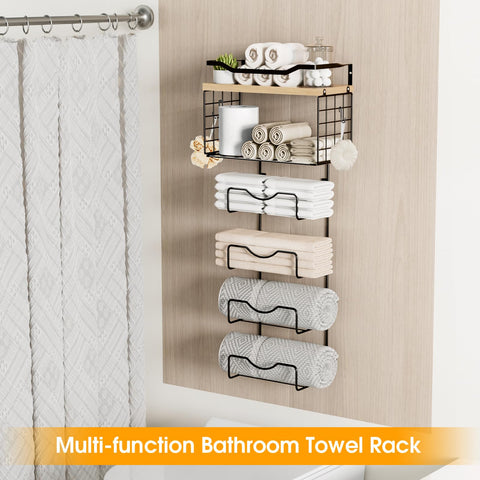 LIDTOP towel rack with floating shelves provides accessible bathroom storage