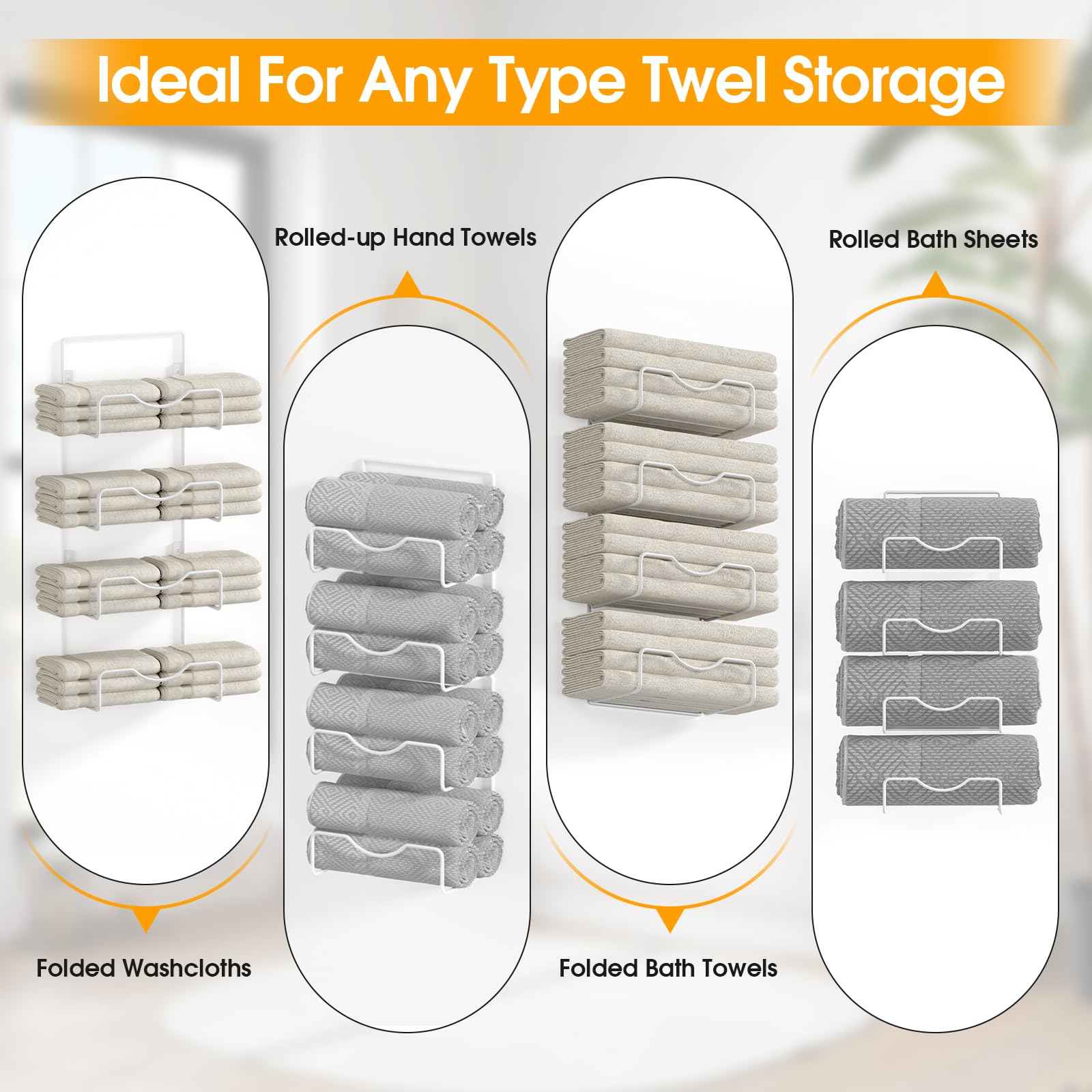 LIDTOP metal and wood towel rack for durable, stylish bathroom storage.