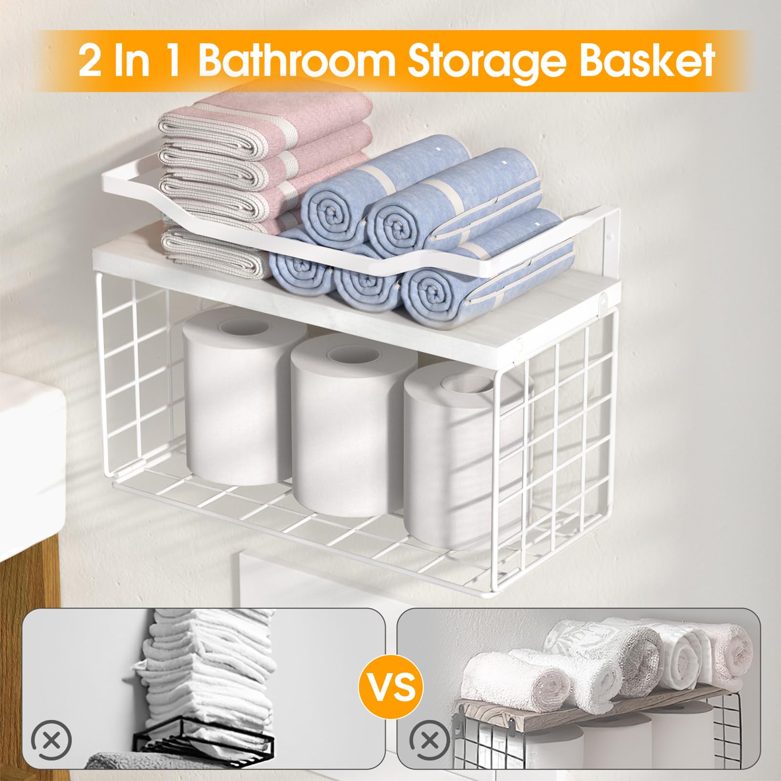 LIDTOP rolling or folded towel storage keeps towels neatly separated and ready.