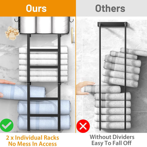 Sturdy metal and wood construction of LIDTOP bathroom towel rack