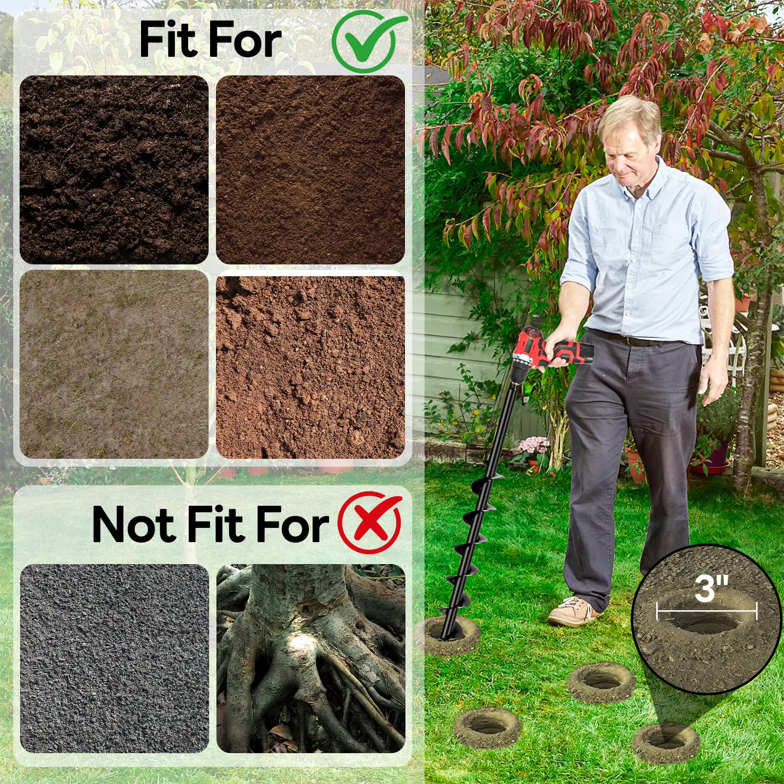 Liedisess hex-drive compatibility allows easy use with most 3/8 inch drills.