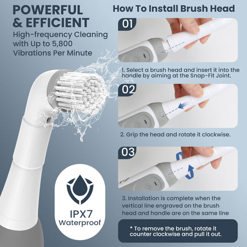 LifeBasis large brush head cleans wide surfaces quickly and evenly.