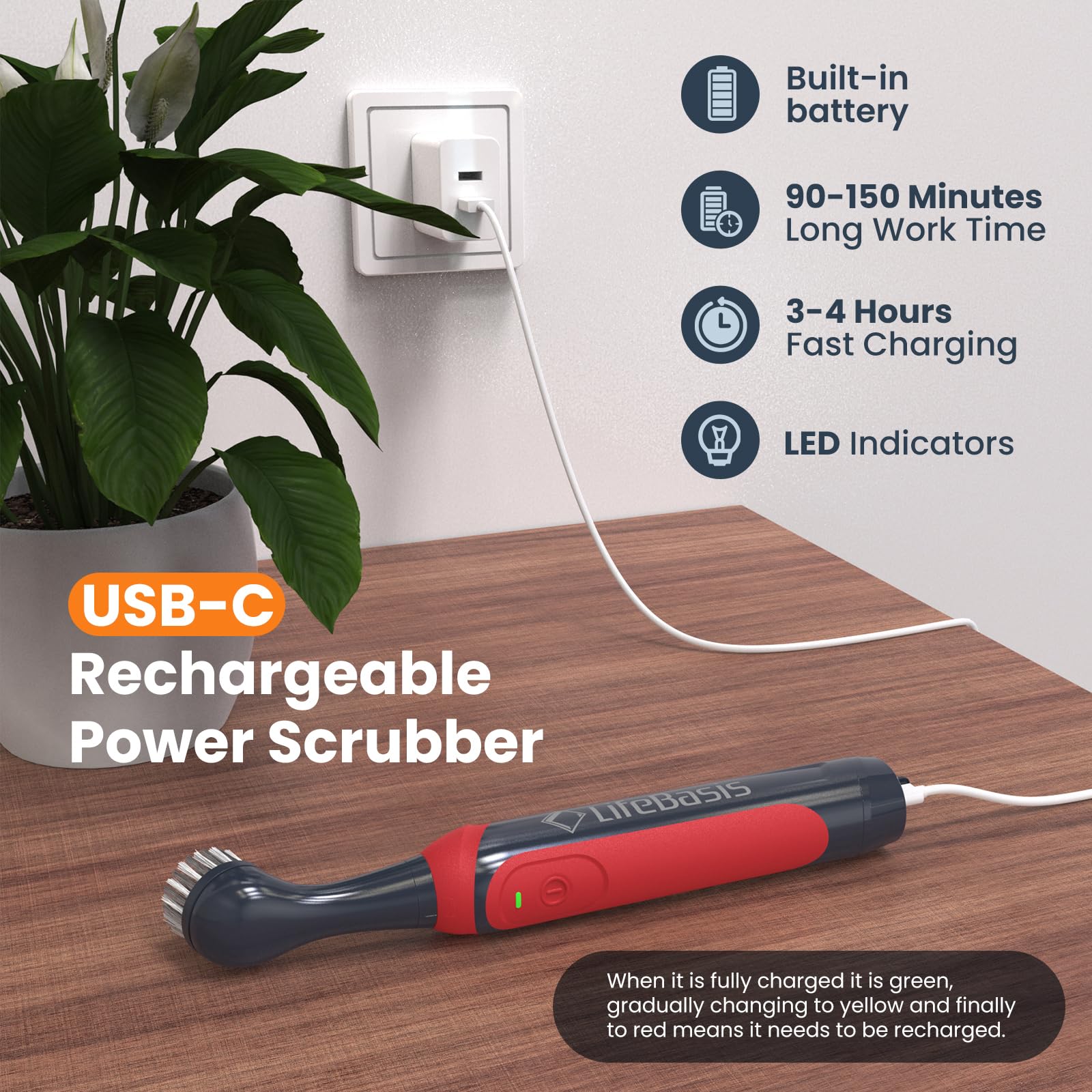 LifeBasis grout brush attachment for deep-cleaning tile joints without scratching.