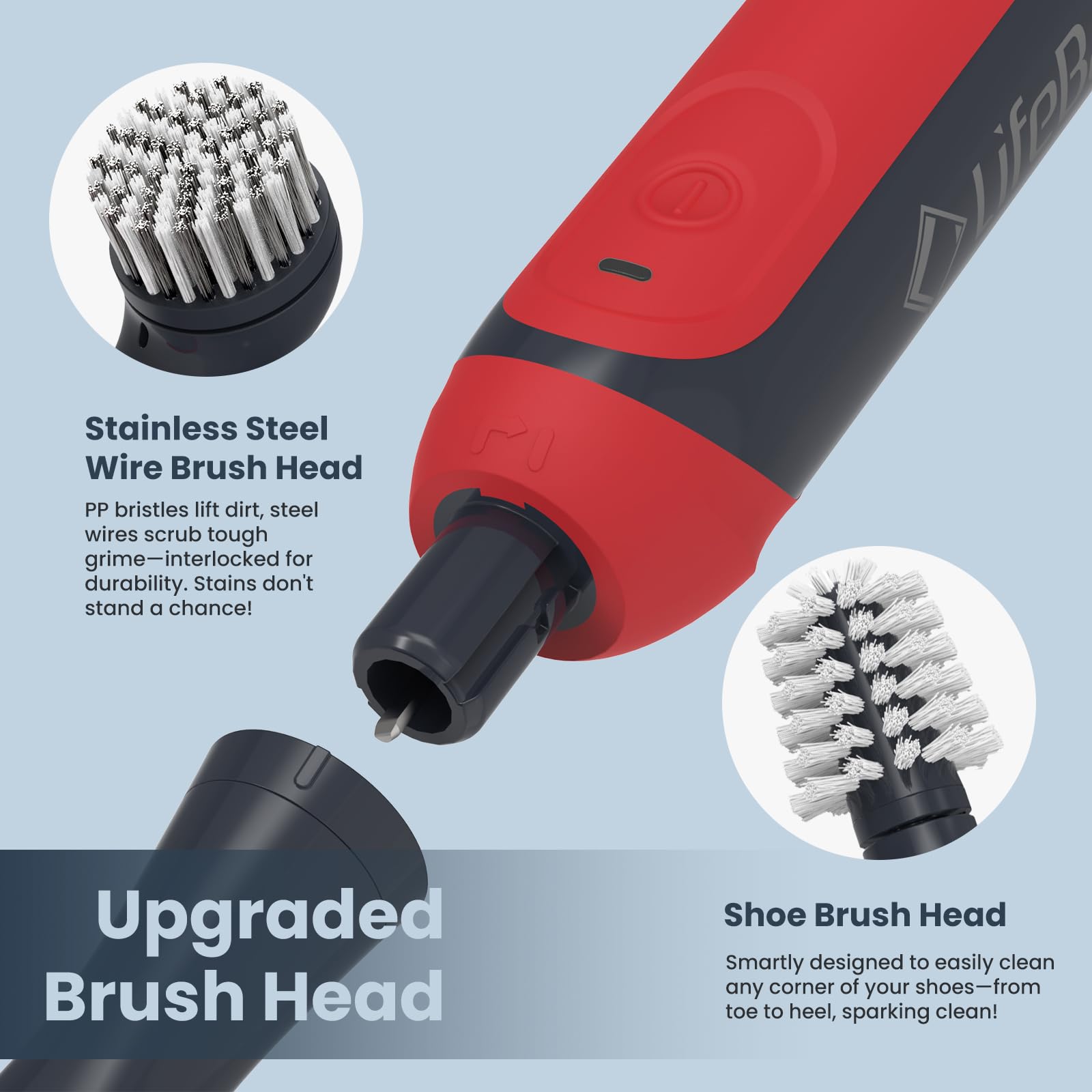 LifeBasis shoe brush removes dirt from shoes and mats quickly.