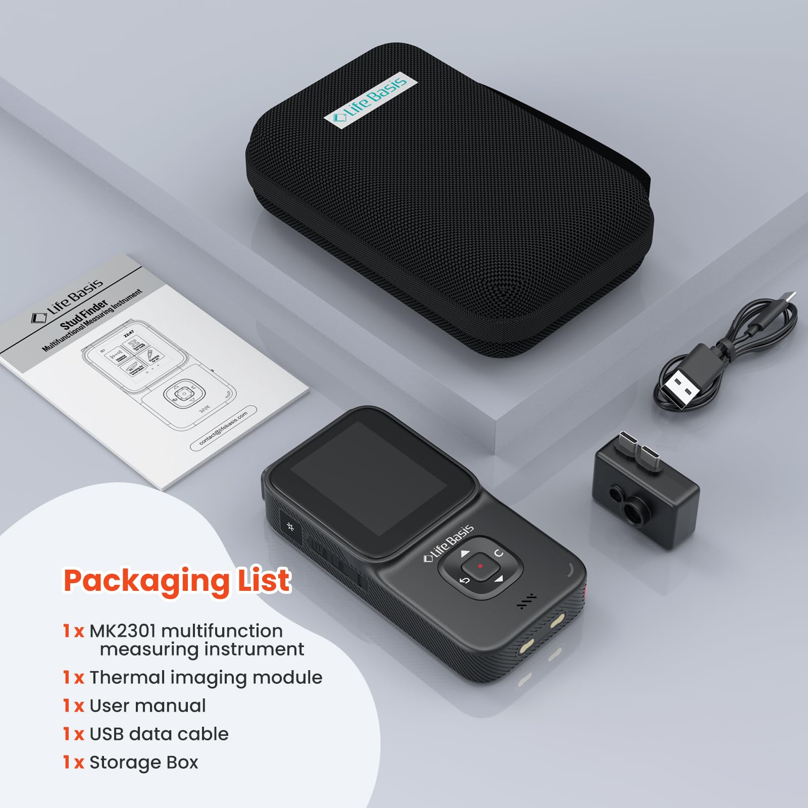 LifeBasis USB charging enables long sessions with included cable
