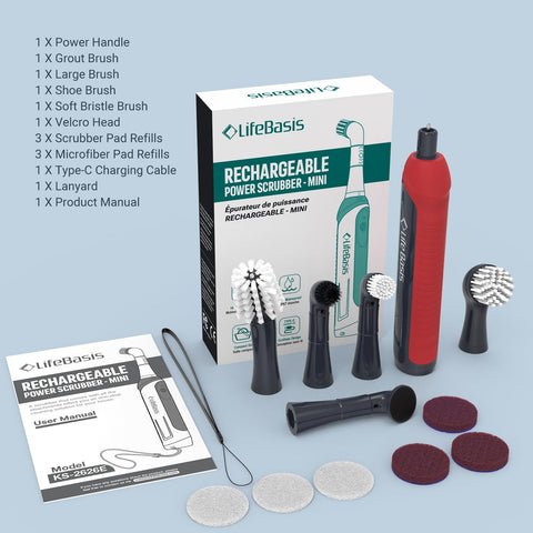 LifeBasis Type-C charging cable keeps the power scrubber ready.