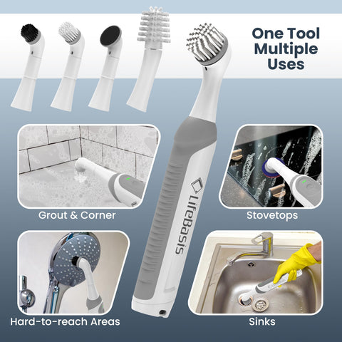 LifeBasis Velcro head allows quick brush changes between tasks.
