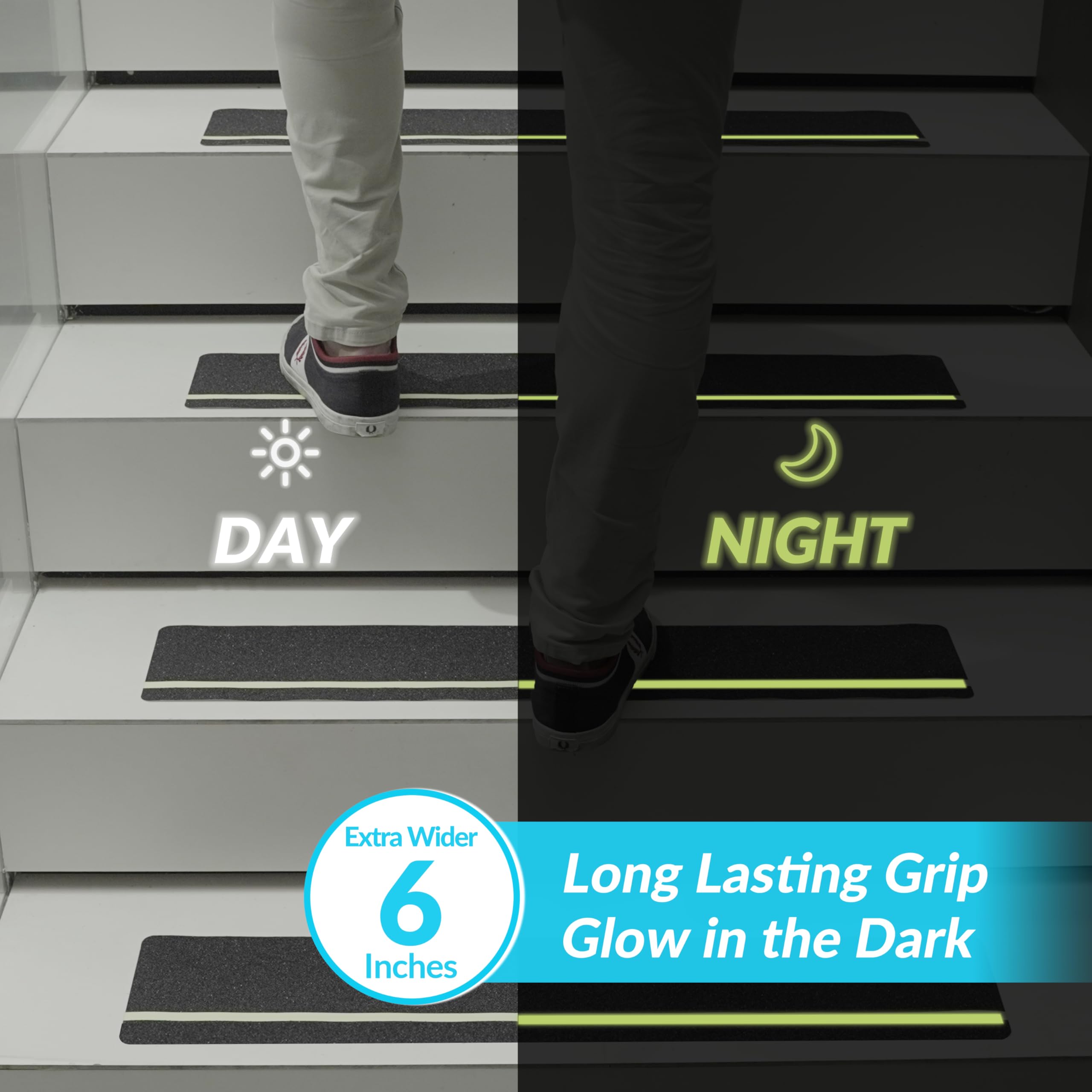 LifeGrip 80-grit traction boosts footing on slippery surfaces.
