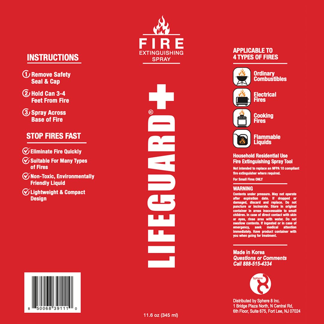 LIFEGUARD extinguisher used in kitchen for safe, quick fire response.