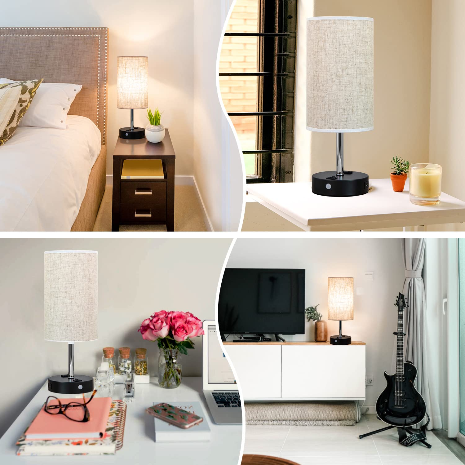 Lifeholder table lamp retro cream finish adds classic bedroom style.