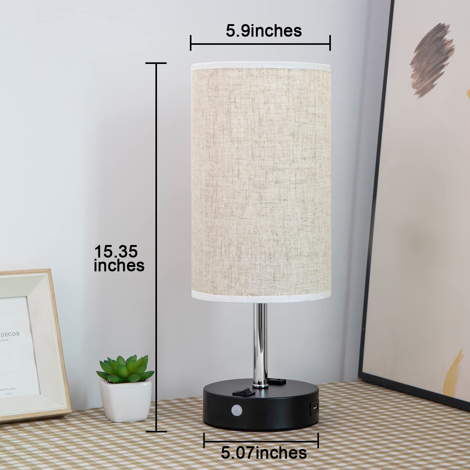 Lifeholder table lamp warm white bulb provides cozy bedside illumination.