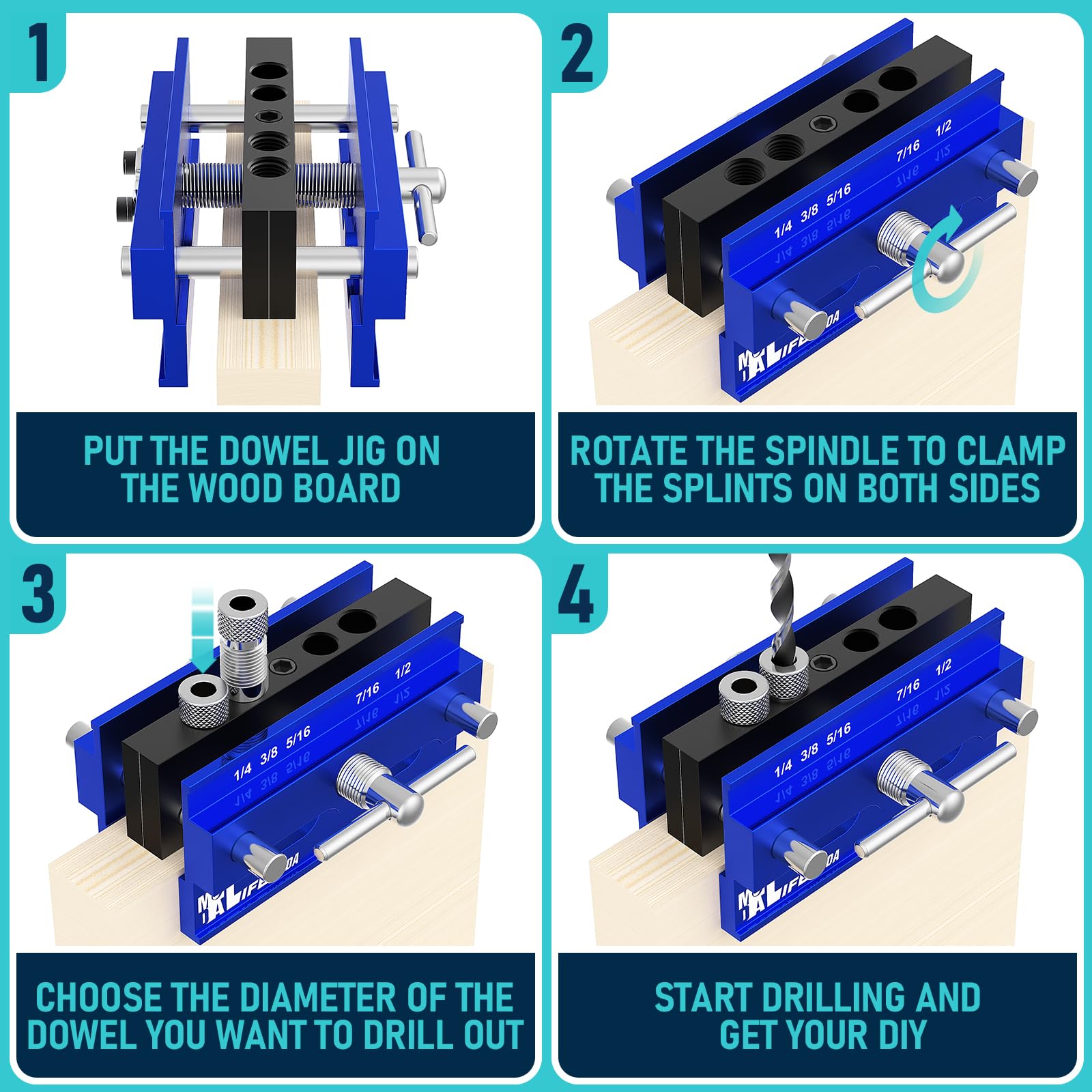 LIFEMODA adjustable width drilling guide in use for custom projects.