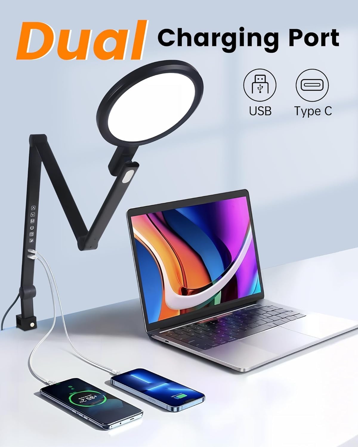 LIFENGSOLER 1200LM desk lamp brightens the whole desk with minimal glare.