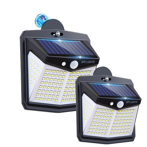 LIFENGSOLER 128LED magnetic solar light mounted on a fence for bright outdoor illumination