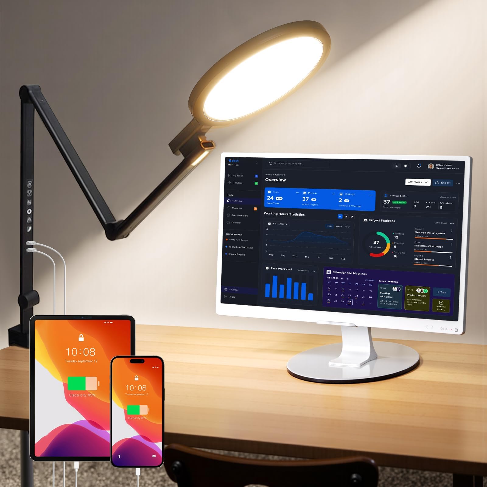 LIFENGSOLER clamp desk light for steady desk illumination during work.