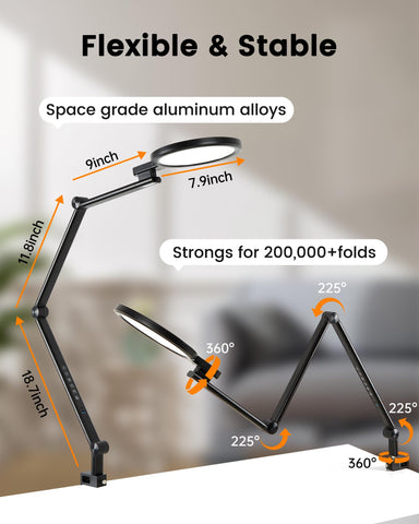LIFENGSOLER eye-care LED light with high CRI for comfortable video calls.