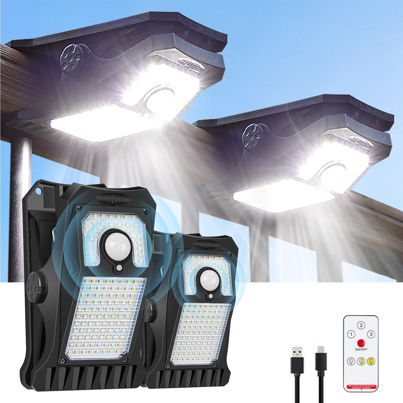 LIFENGSOLER solar motion light clipped on fence enhances nighttime perimeter visibility.