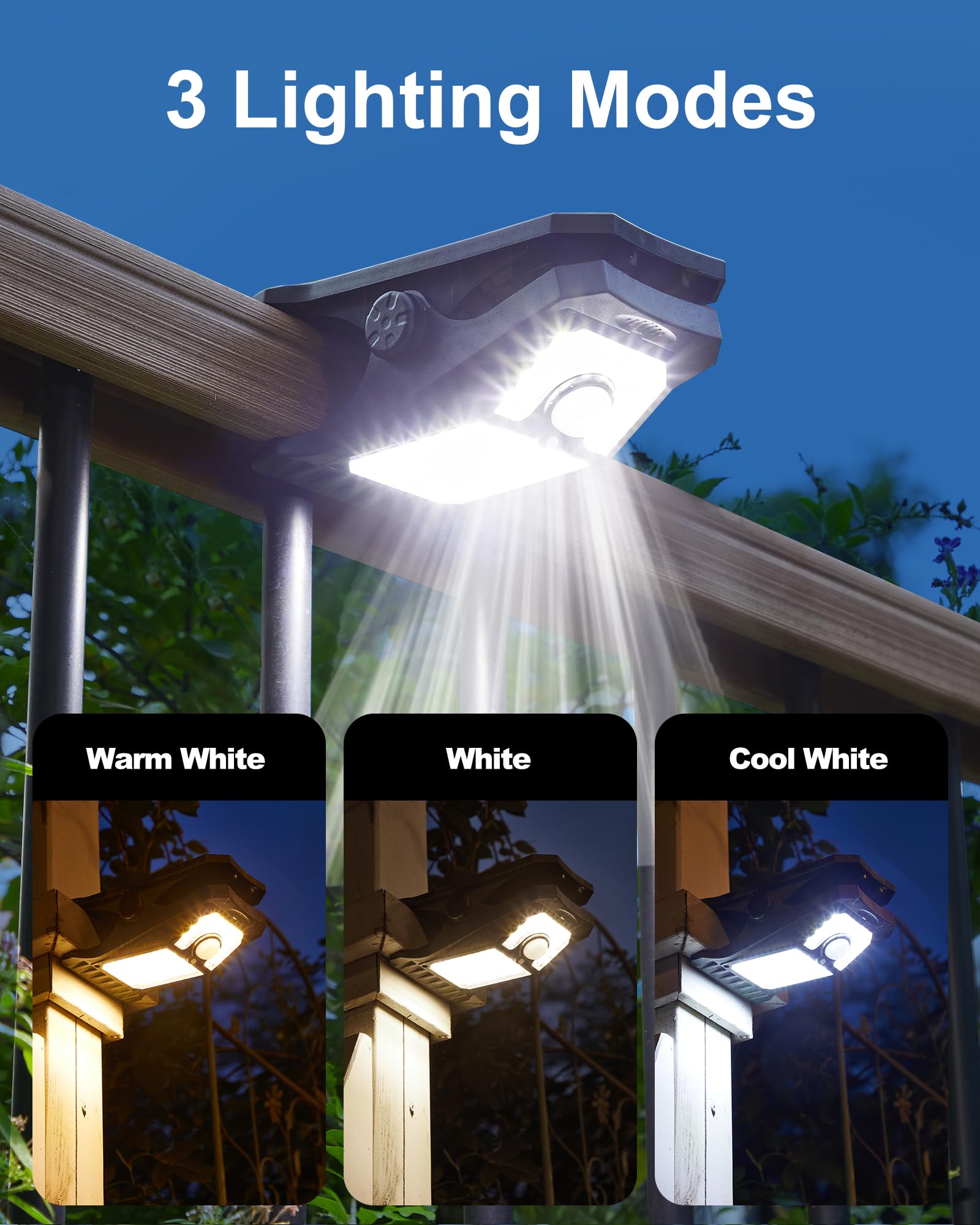LIFENGSOLER solar motion light on gutter mount illuminates exterior paths.
