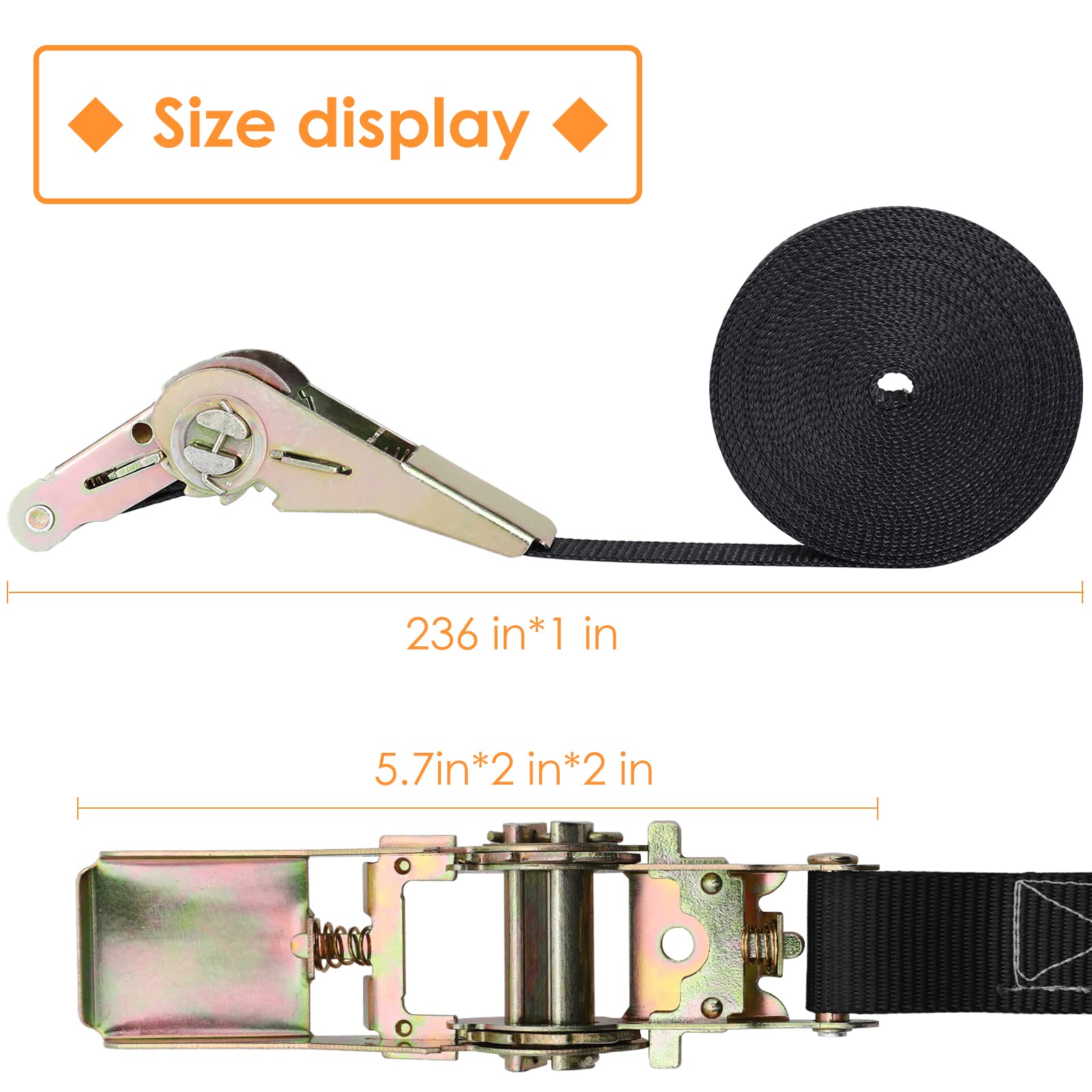 LIFERUN 20ft tie-down strap stretched across cargo for secure transport.
