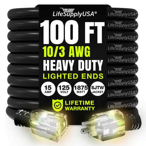 LifeSupplyUSA 100ft extension cord outdoors powering tools safely