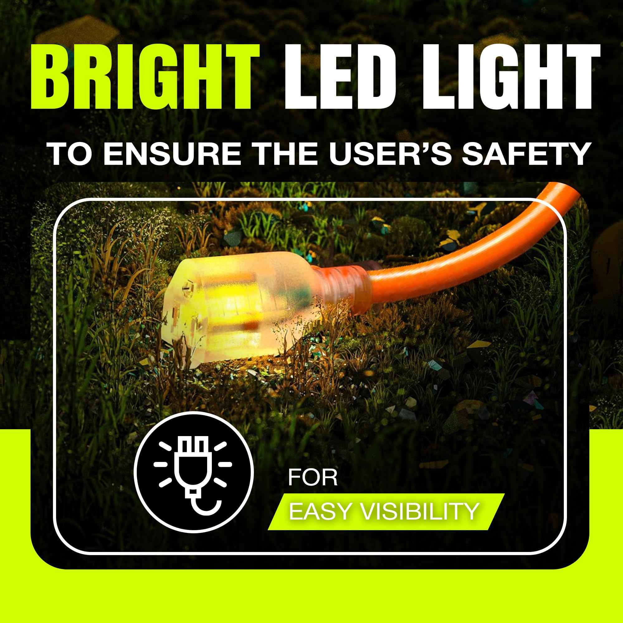 LifeSupplyUSA 14-3 SJTW orange cord, durable for rugged jobs.