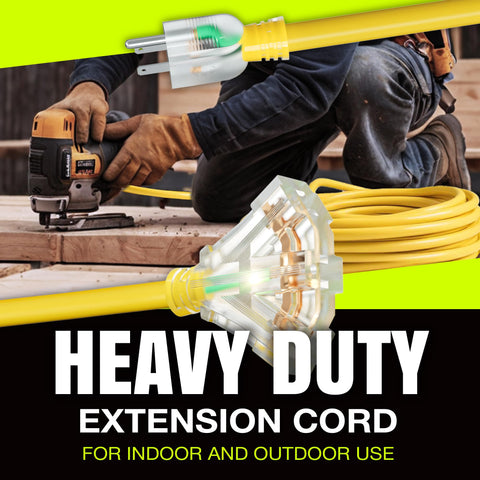 LifeSupplyUSA three-outlet cord powers multiple tools and lighting setups.