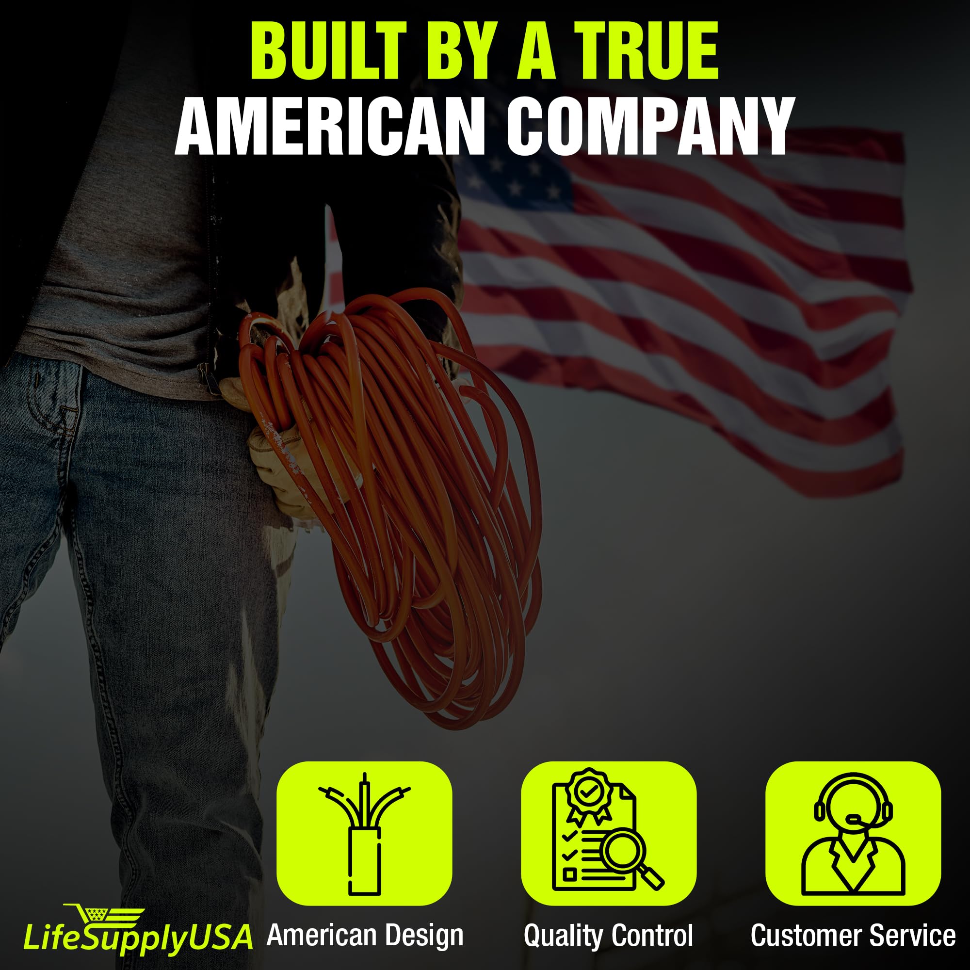 LifeSupplyUSA 3-prong outdoor cord provides grounded power for tools.