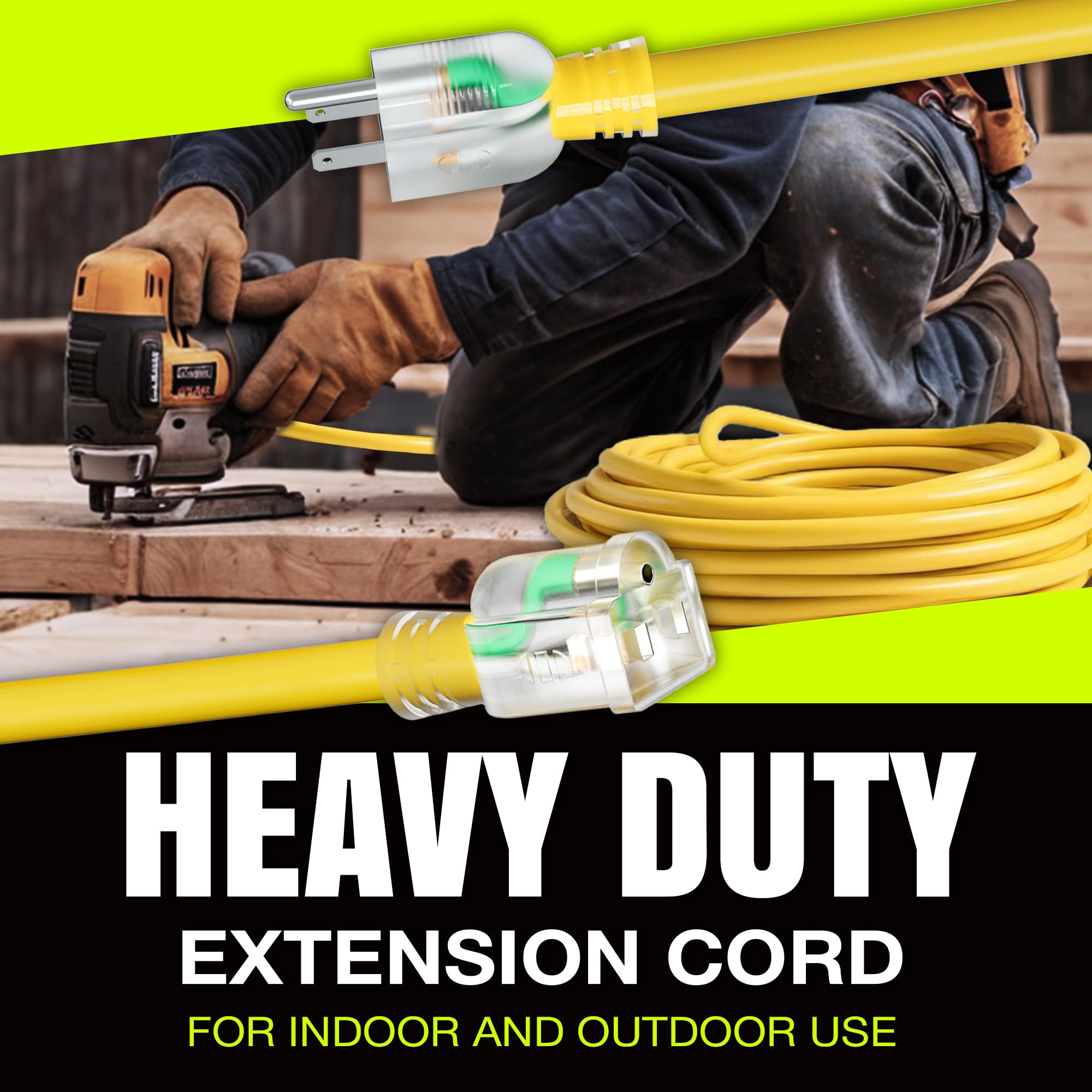 LifeSupplyUSA heavy-duty extension cord supports up to 1875W at 125V.