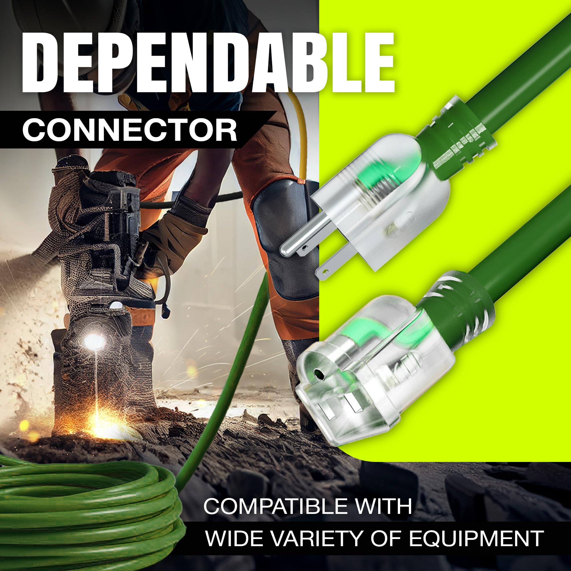 LifeSupplyUSA heavy-duty vinyl jacket on extension cord resists wear