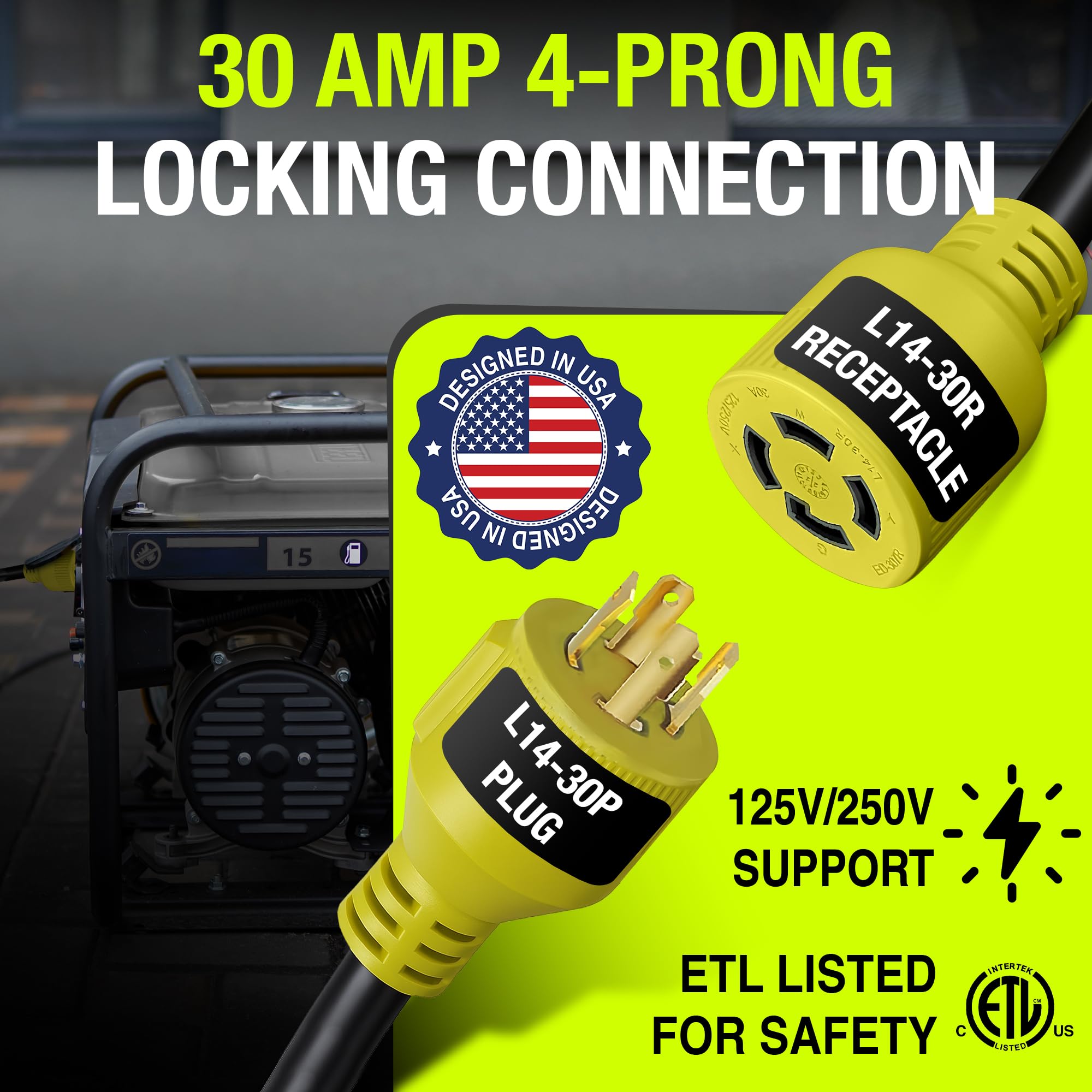 LifeSupplyUSA L14-30R receptacle close-up for reliable 125/250V power delivery.