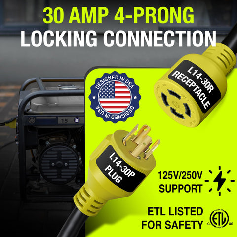 LifeSupplyUSA L14-30R receptacle close-up for reliable 125/250V power delivery.