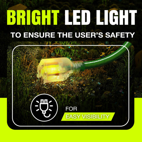LifeSupplyUSA extension cord end with lighted indicator for visibility